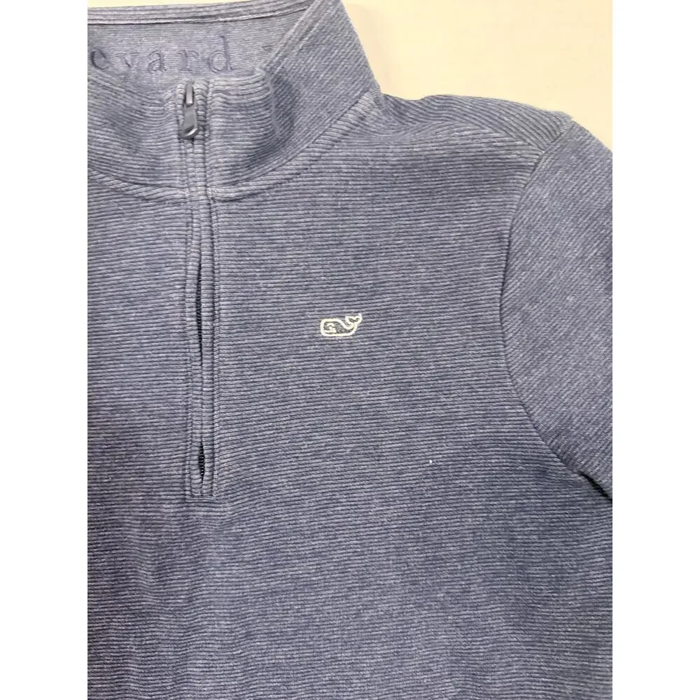 Vineyard Vines Boys M 12-14 Navy 1/4 Zip Pullover Sweatshirt Cotton Blend